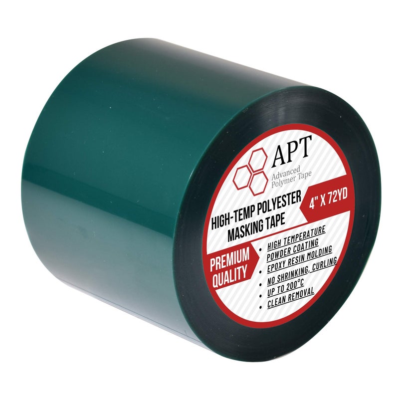 APT Advanced Polymer Tape APT Polyester Tape with Silicone Adhesive, High Temperature, 3.5 Mil Thickness, Powder Coating, E-Coating (1, 4" x 72 Yds) - Image 1